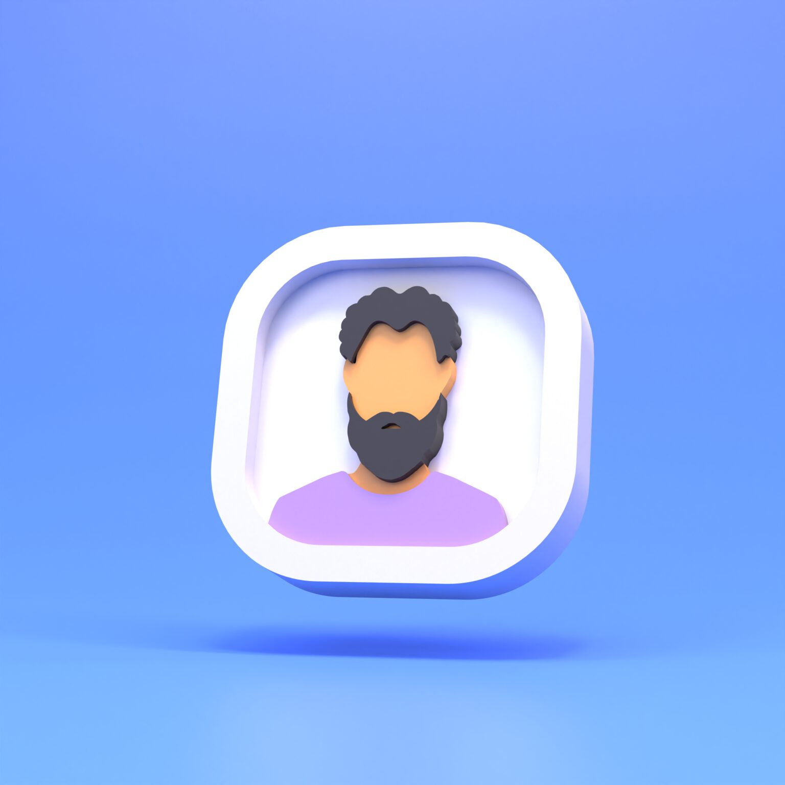 Photo icon with a guy on a blue background. 3d rendering